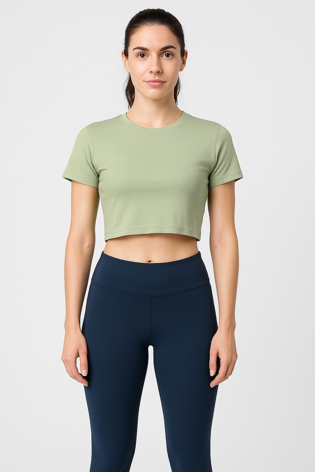 Vish2RV Solid Ribbed Slim Fit Baby Tee Crop Top for Women's & Girls