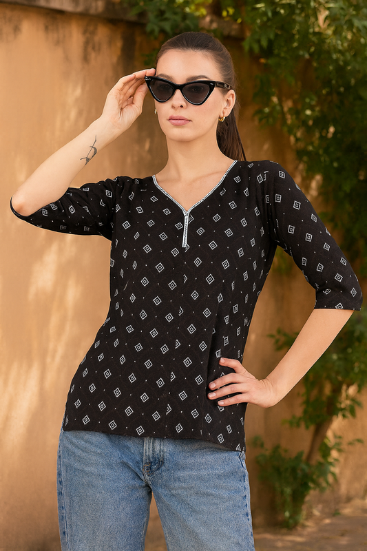 Vish2rv Women's Stylish Short Kurti | Casual & Ethnic Wear | Soft cotton Fabric