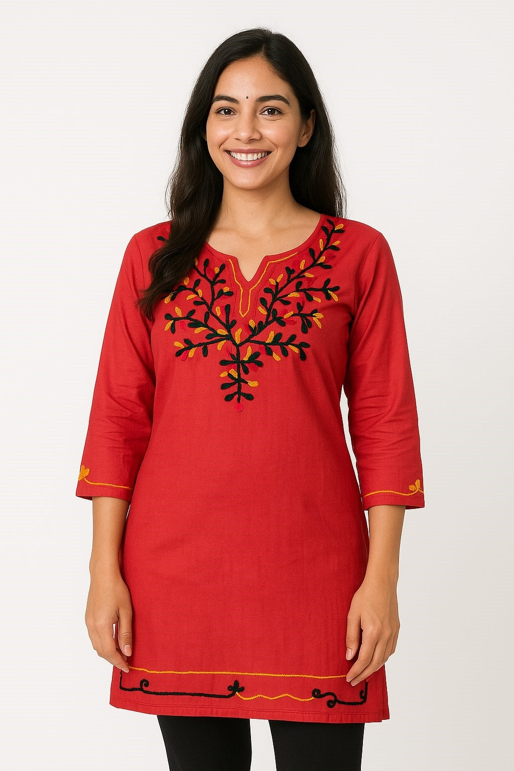 Vish2RV Pink Cotton Solid Straight Kurta