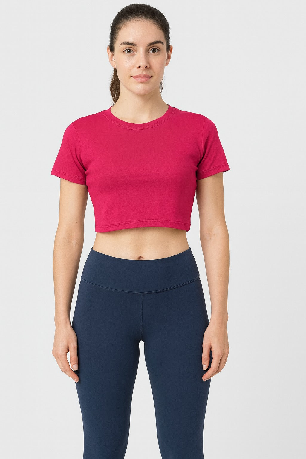 Vish2RV Solid Ribbed Slim Fit Baby Tee Crop Top for Women's & Girls