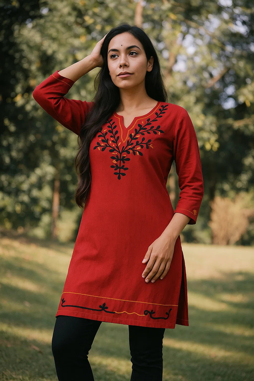 Vish2RV Pink Cotton Solid Straight Kurta