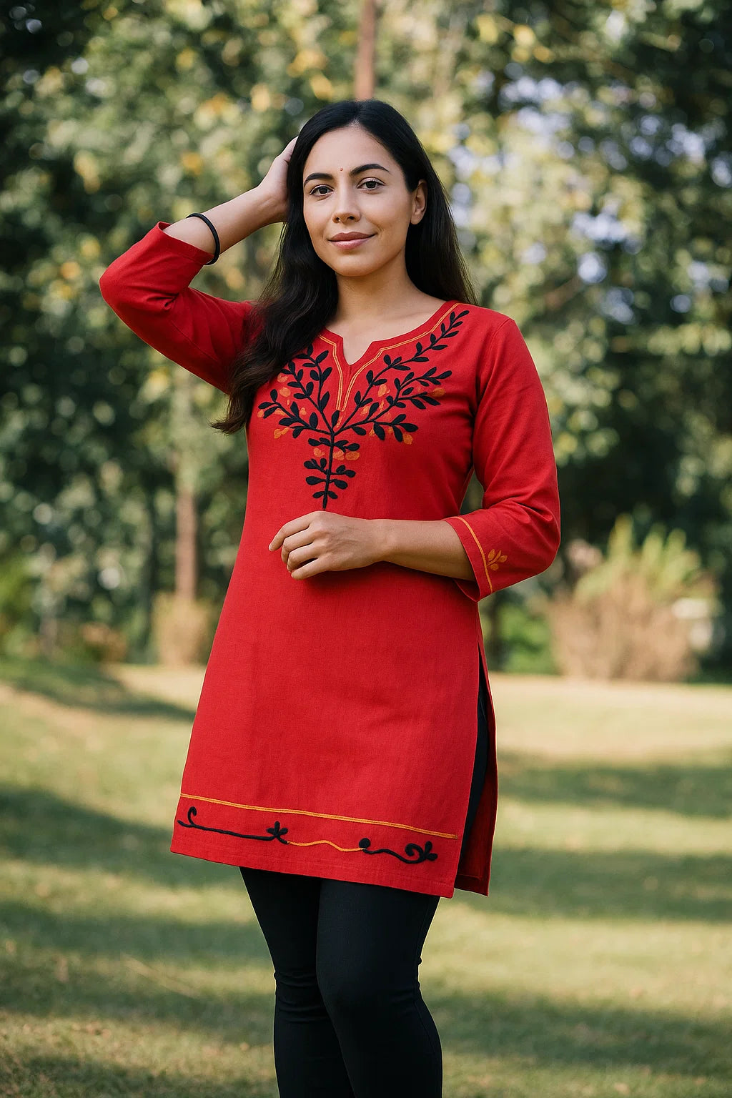 Vish2RV Pink Cotton Solid Straight Kurta